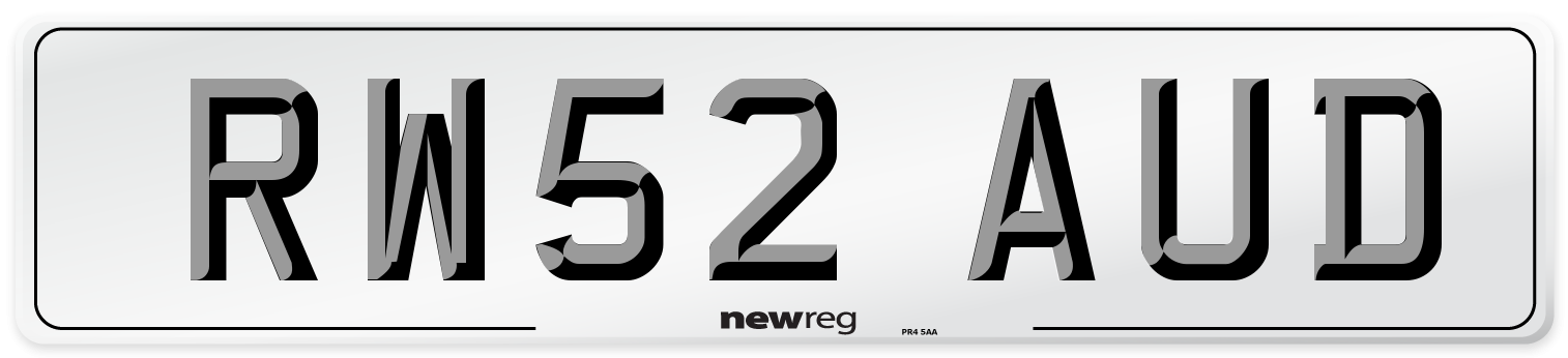 RW52 AUD Number Plate from New Reg